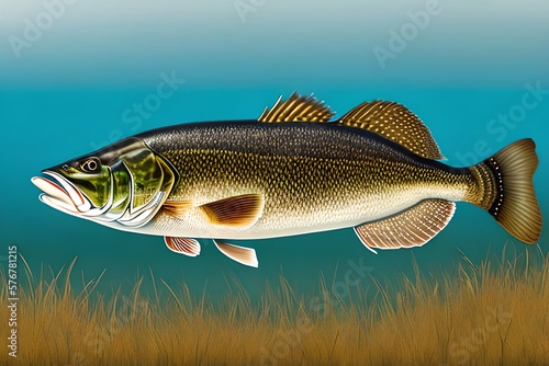 Watercolor Illustration of a fish. Generative AI