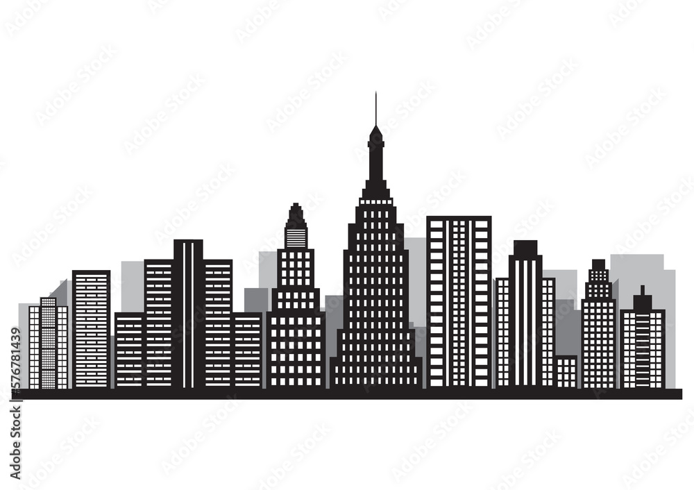 Building Background. City building. Skyscraper. Cityscape. Urban landscape. Metropolis City. Vector Illustration Isolated on White Background.
