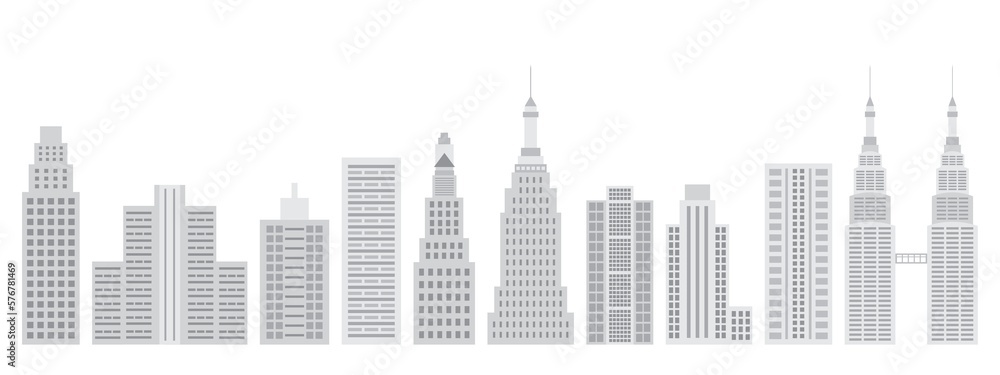 Building. City building. Skyscraper. Vector Illustration Isolated on White Background.