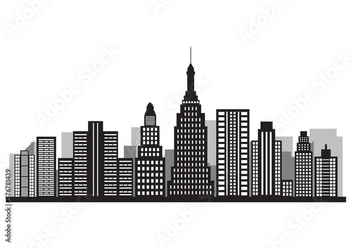 Building Background. City building. Skyscraper. Cityscape. Urban landscape. Metropolis City. Vector Illustration Isolated on White Background.