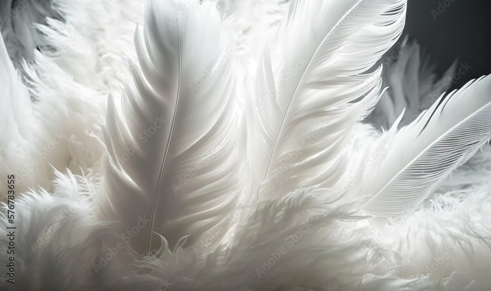 a close up of a white feather on a black and white background with a blurry effect to the feather and the background is black and white. generative ai a close up of a white feather on a black and white background with a blurry effect to the feather and the background is black and white. generative ai