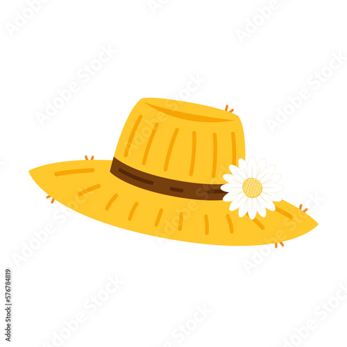 Farmer hat on white background. Peasant hat vector.