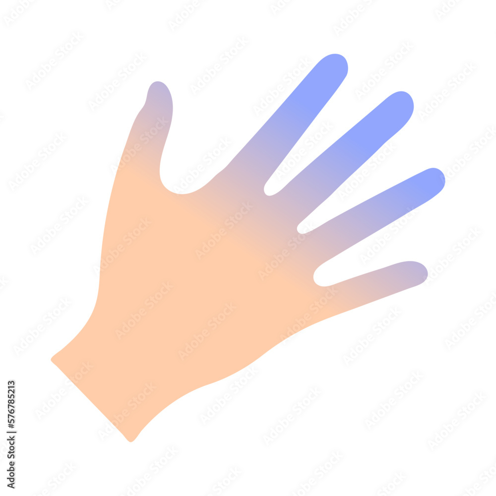 Cold hand. Frozen hand. Feeling cold. Fever or flu. The hand getting blue of cold. Vector Cold hand. Frozen hand. Feeling cold. Fever or flu. The hand getting blue of cold. Vector