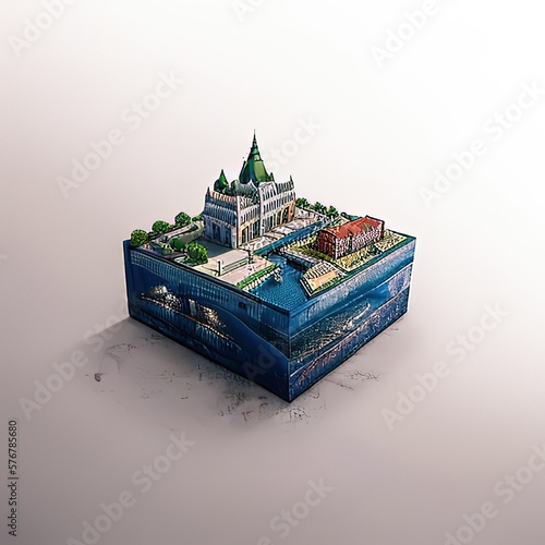 Budapest, Budapest, Hungary Microcity Model. Generative AI.