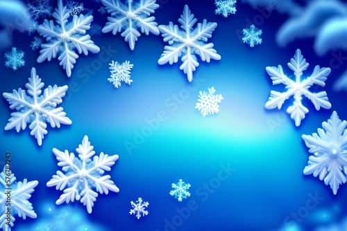 blue snowflake background, generative ai