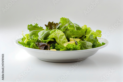 fresh green salad in bowl, Mediterranean style,  olive lemon and vegetables, generative ai