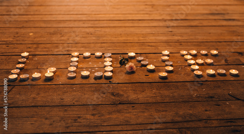 love on wooden background