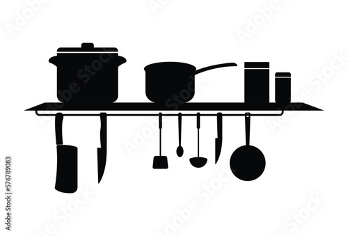 Multipurpose Kitchen Utensil Rack Silhouette, Wall Mounted Hanger Organizer