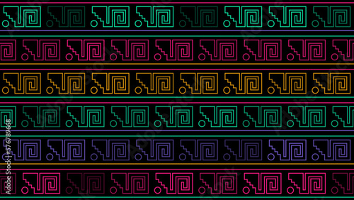 Day of the Dead Xicalcoliuhqui Ancient Mexico Seamless Pattern