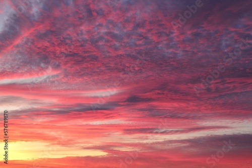 Colorful cloudy twilight beautiful sky cityscape sunset and morning sunrise. Dramatic evening night early morning view. Panoramic nature background concept. Copy space for text. World environment day © Lidia