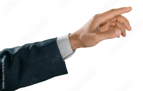 Businessman Finger Pressing an Imaginary Button , Pointing