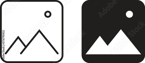 Photo icon simple trendy flat style line and solid Isolated vector illustration on white background. For apps, logo, websites, symbol , UI, UX, graphic and web design. EPS 10.