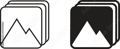 Photo icon simple trendy flat style line and solid Isolated vector illustration on white background. For apps, logo, websites, symbol , UI, UX, graphic and web design. EPS 10.