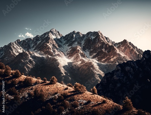 a_wide_long_mountain_ridge. Generative ai. © Charlotte