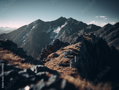 a_wide_long_mountain_ridge. Generative ai.