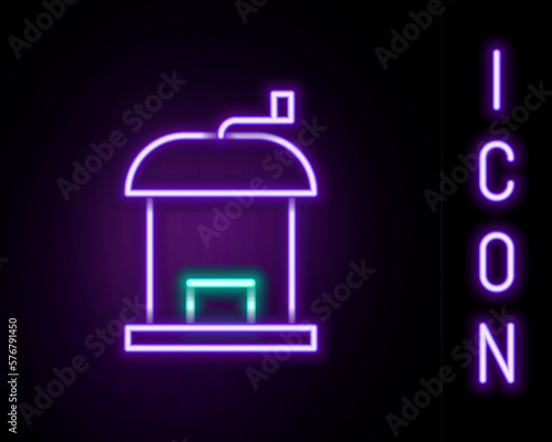 Glowing neon line Manual coffee grinder icon isolated on black background. Colorful outline concept. Vector