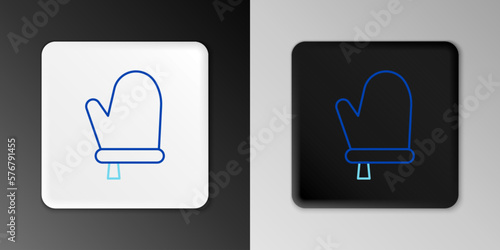 Line Oven glove icon isolated on grey background. Kitchen potholder sign. Cooking glove. Colorful outline concept. Vector