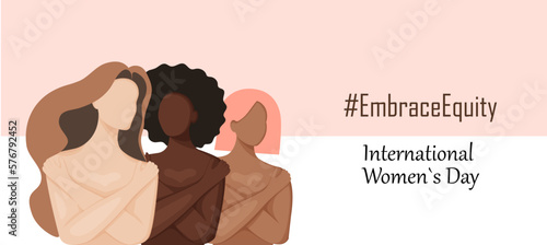 Women, equity, embrace, 2023, embraceequity. Women's Day 2023 banner. #EmbraceEquity