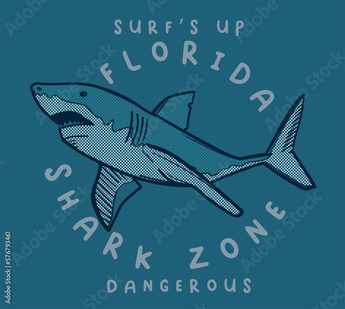 cartoon shark illustration surfing for children s T-shirts