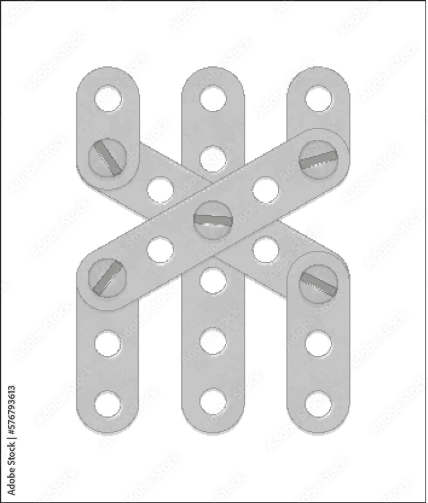 Cyrillic alphabet from the details of the iron constructor. Vector illustration isolated on white background Cyrillic alphabet from the details of the iron constructor. Vector illustration isolated on white background