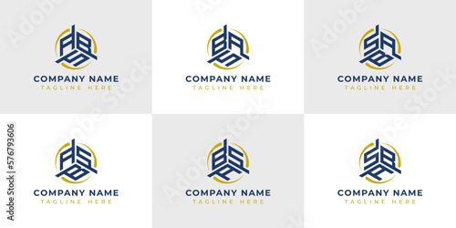 Letter ABS, ASB, BAS, BSA, SAB, SBA Hexagonal Technology Logo Set. Suitable for any business.