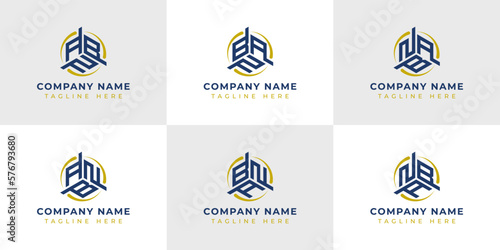 Letter ABN, ANB, BAN, BNA, NAB, NBA Hexagonal Technology Logo Set. Suitable for any business.