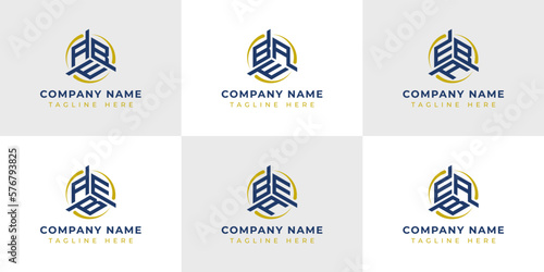 Letter ABE, AEB, BAE, BEA, EAB, EBA Hexagonal Technology Logo Set. Suitable for any business. photo