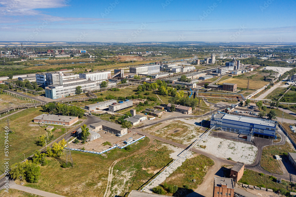 Bashkortostan, Sterlitamak city: urban industrial area. Aerial view.