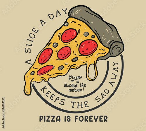 pizza slices vector illustration for t shirts print. © basws