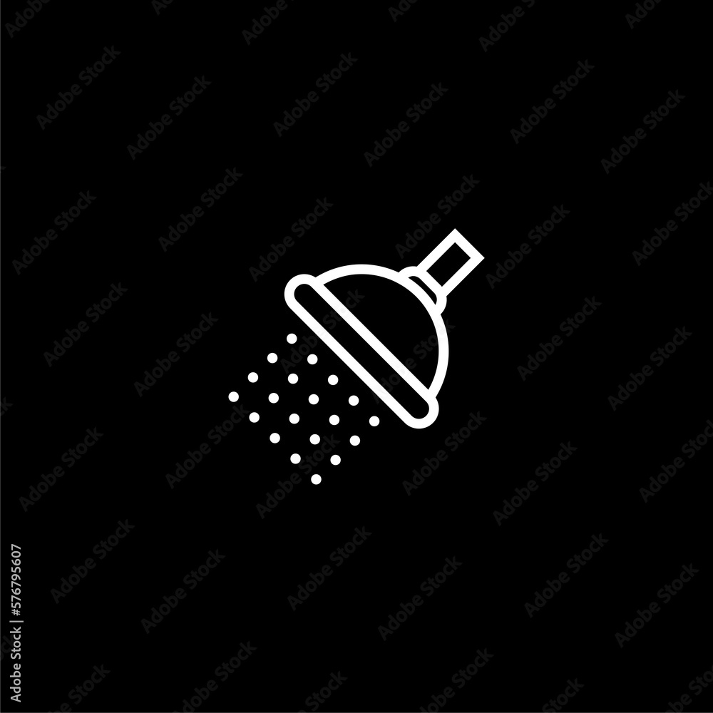 Shower line icon isolated on black background. Shower line icon isolated on black background.