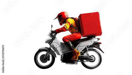 Foto Delivery man in motorcycle PNG, Delivery PNG, thermo backpack red