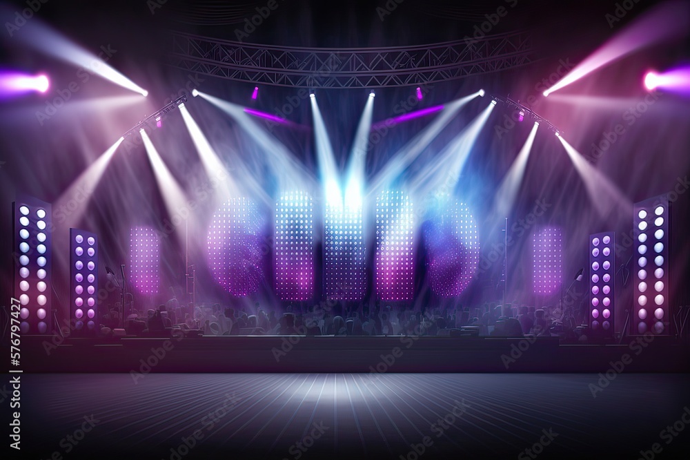 Vivid Purple/Blur Concert Stage. Photo generative AI