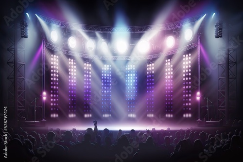 Vivid Purple/Blur Concert Stage. Photo generative AI