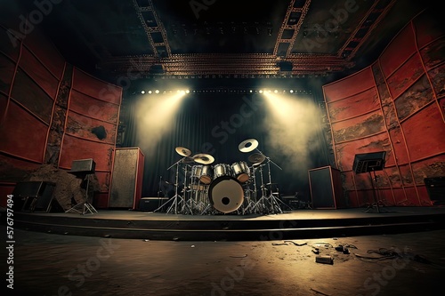 Empty Rock Stage Before Concert. Photo generative AI photo