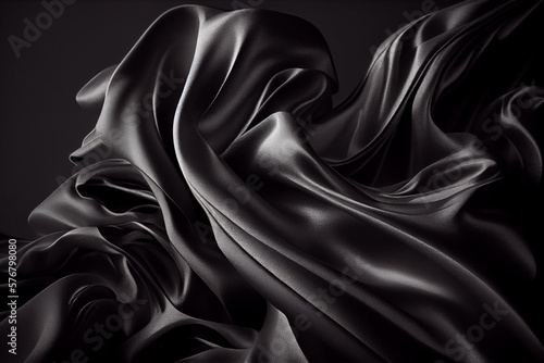 Black silk satin waves background