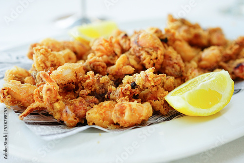 Chipirones fritos (Fried baby squid), Spanish typical tapas 