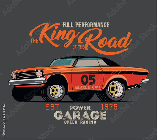 vector american race muscle car illustration 