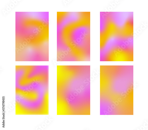 Set of abstract mesh gradients. y2k gradient backgrounds. Colored fluid graphic composition. Editable vector.