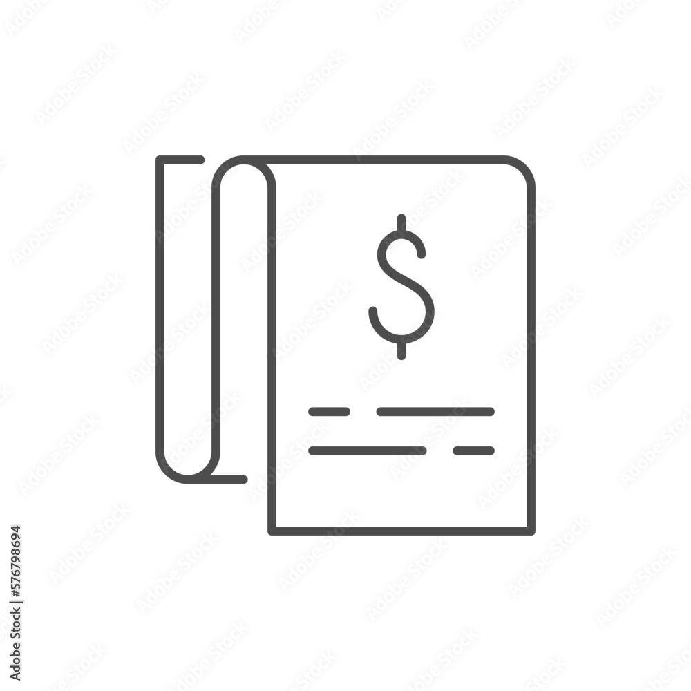 Paper receipt line outline icon Paper receipt line outline icon