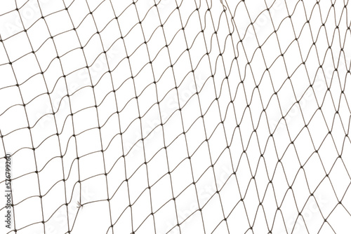 Leinwand Poster Football or tennis net. Rope mesh on a white background close-up