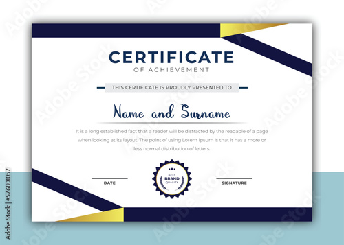 Multipurpose modern certificate template design. Certificate of achievement, appreciation, award, diploma, printing. Vector illustration