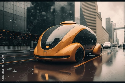 Transport of future: Futuristic self-driving car on the streets of megapolis © oleksandr.info
