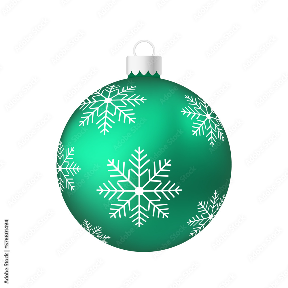 Green menthol Christmas tree toy or ball Volumetric and realistic color illustration Green menthol Christmas tree toy or ball Volumetric and realistic color illustration