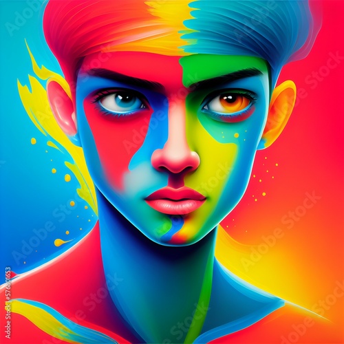portrait of a man with colorful techniques © Fabricio