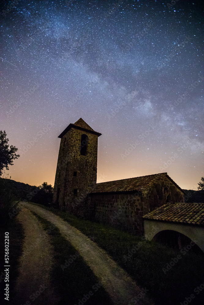 Milky way in La Miana church, La Garrotxa, Spain