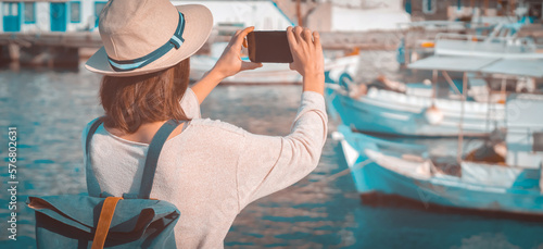 Girl takes a beautiful photo during her travel.