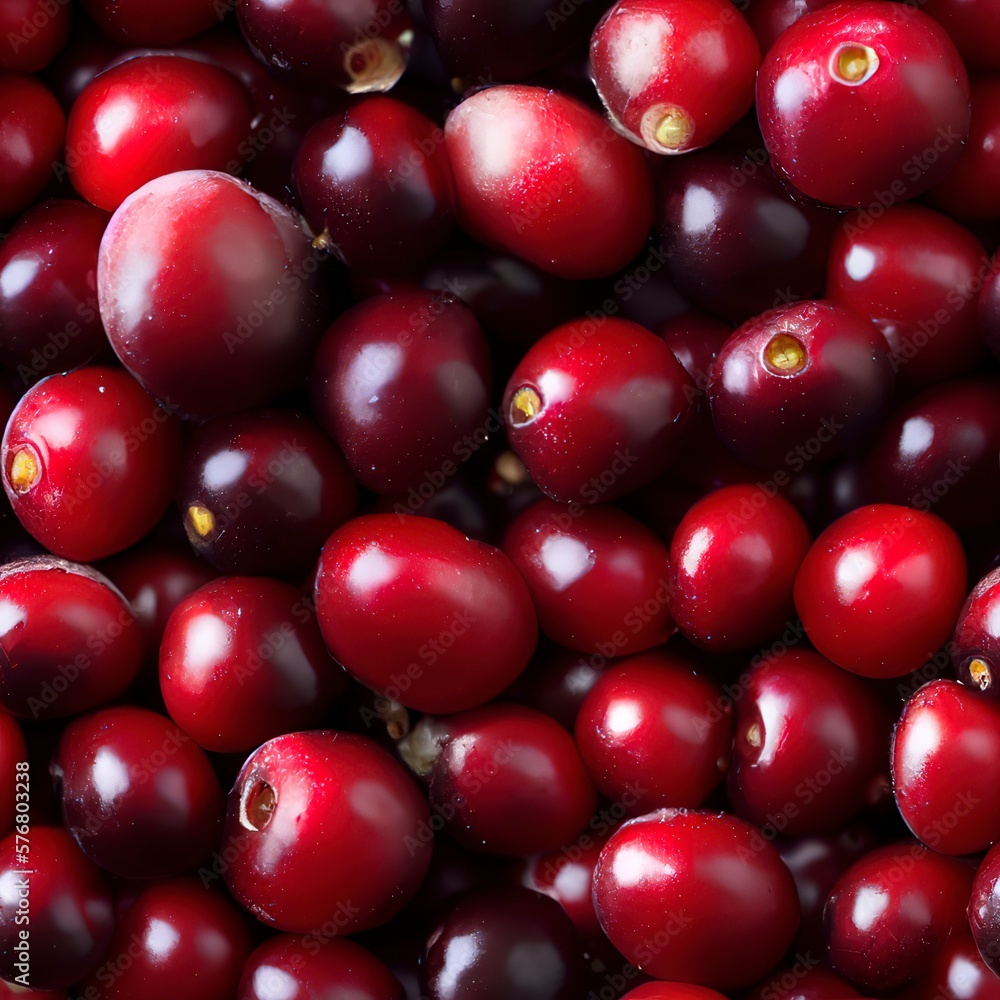 Seamless texture of cranberries. Tiles without borders. The repeating ornament is very detailed. Generative art. Seamless texture of cranberries. Tiles without borders. The repeating ornament is very detailed. Generative art.