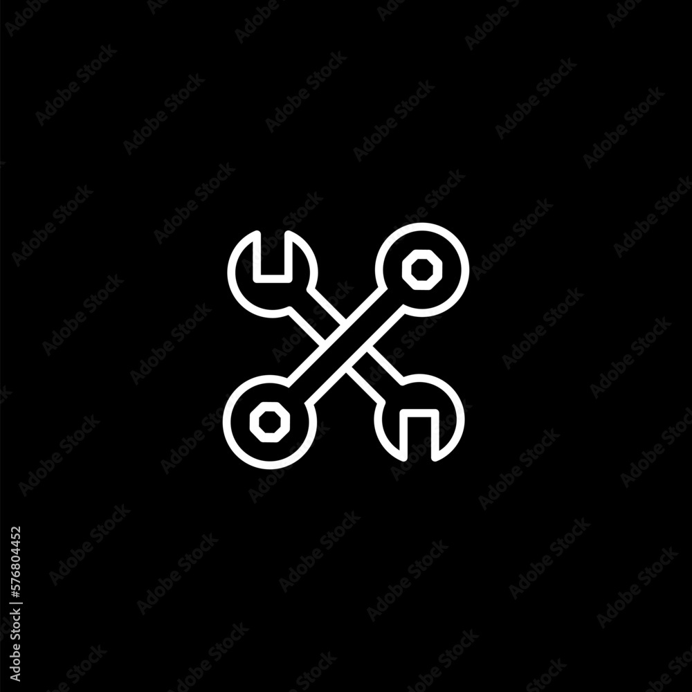 Construction tools line icon isolated on black background. Construction tools line icon isolated on black background.