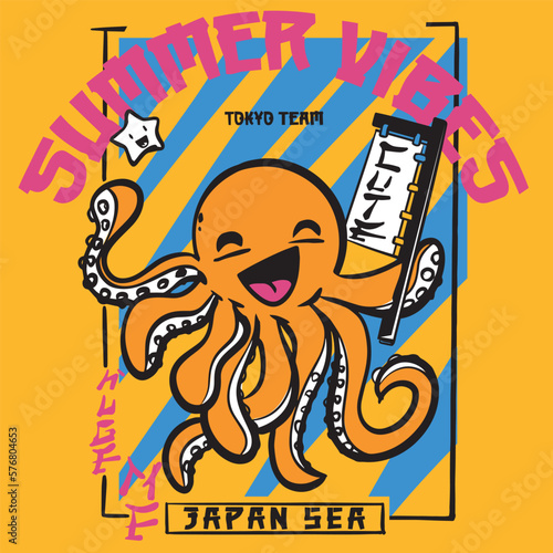Cute octopus illustration in anime style