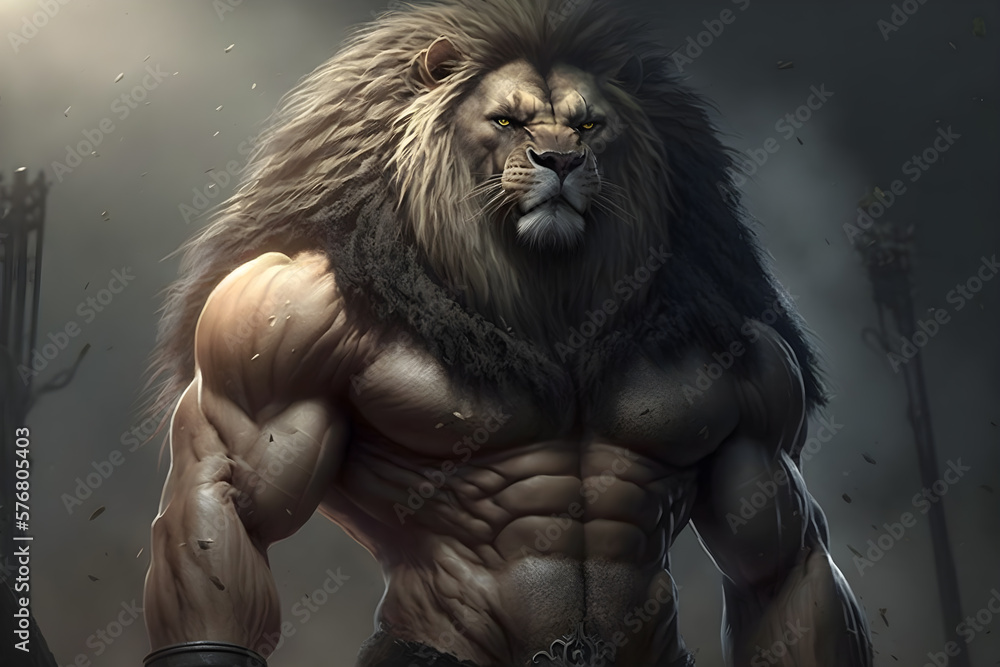 Big muscly lion beast masculine generative ai Big muscly lion beast masculine generative ai